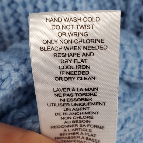 Tahari light blue cable knit, cowl neck sweater - Picture 8 of 10